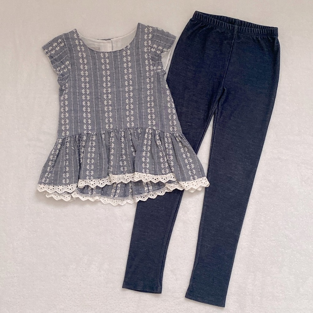 Pastourelle by Pippa & Julie Girls Blouse & Leggings Set size 6